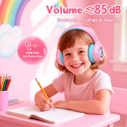 Audifono Bluetooth Onikuma B30 Niñ@s Bajo Nivel Ruido Cn Luz Rosa Unicorio B30