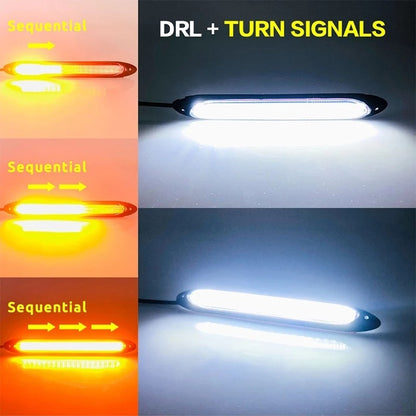 X2 Tira Led Luz Neblinero Secuencial Blanco Amarillo 17cm