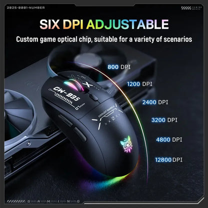 Mouse Gamer Onikuma Cw935 Inalambrico Y Cable 12800dpi +luz Negro Cw935