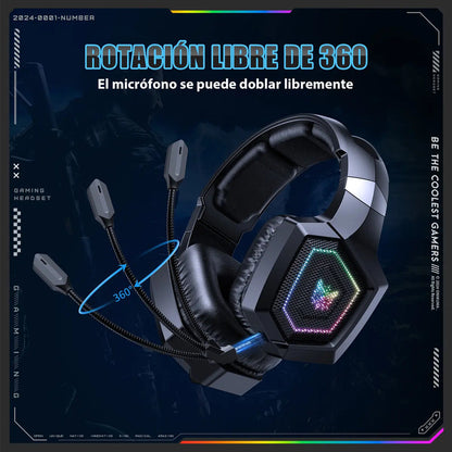 Auriculares Gamer Inalámbricos Onikuma Bluetooth Gt806 Con Luz Led Color Negro