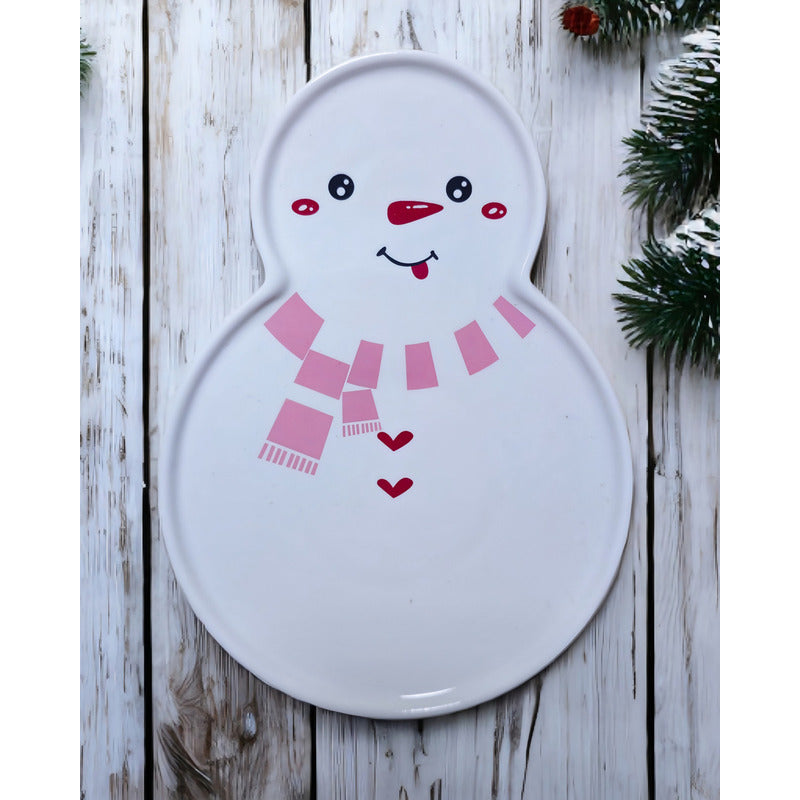 Taza Muñeco D Nieve + Plato Tapa Cuchara Navidad Snowman Color Rosa Desconocido