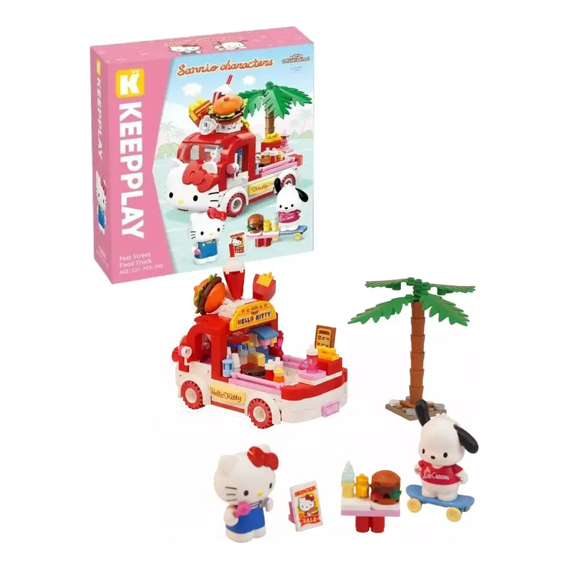 Set Bloques De Construcción Keeppley Hello Kitty Y Amigos 340 Hello Kitty Y Pochacco Fast Steeet Food 9084
