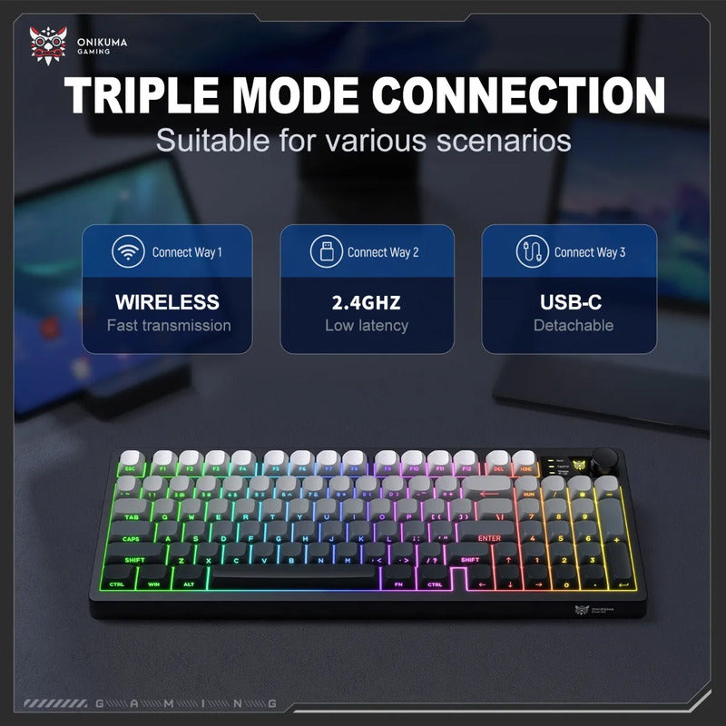 Teclado Gamer Onikuma Mt902 Grey 3modo Conexión Silencioso Negro Gris Blanco Mt902 Inglés Us
