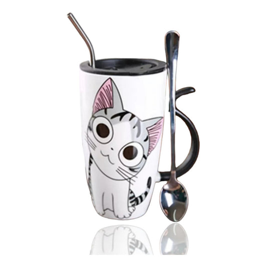 Taza De Gato Mug Con Tapa Con Boquilla Tazón Gato Chi/ Ryc