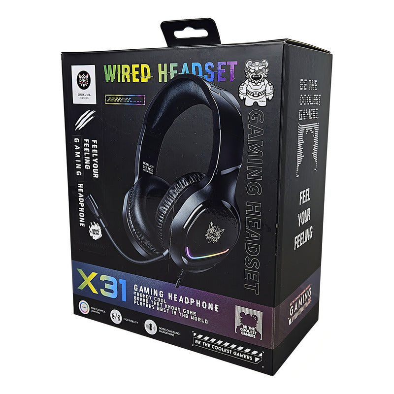 Audifono Gamer Profesional Onikuma X31 Microfono Hd Luz Rgb Negro X31