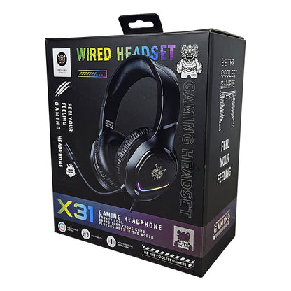 Audifono Gamer Profesional Onikuma X31 Microfono Hd Luz Rgb Negro X31