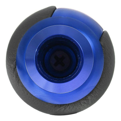 Pomo Palanca De Cambio Redondo Eco Cuero Negro-azul 71a