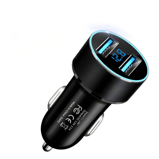 Cargador Auto Doble Usb 3.1a Con Voltímetro 12-24v Adaptador