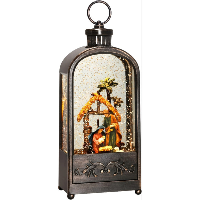 Farol Navideño Con Luz Led Música Lámpara Navidad Pesebre