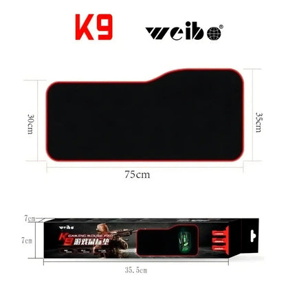 Mouse Pad Gamer Xl Antideslizante Negro Borde Cosido 75x35cm
