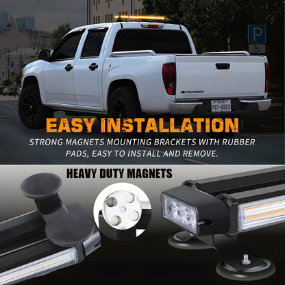 Baliza Led De Techo Destellante Ámbar 80cm Auto 12v Con Imán