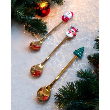 X6 Set Servicios Navideños Cuchara Tenedor Decoración Navida