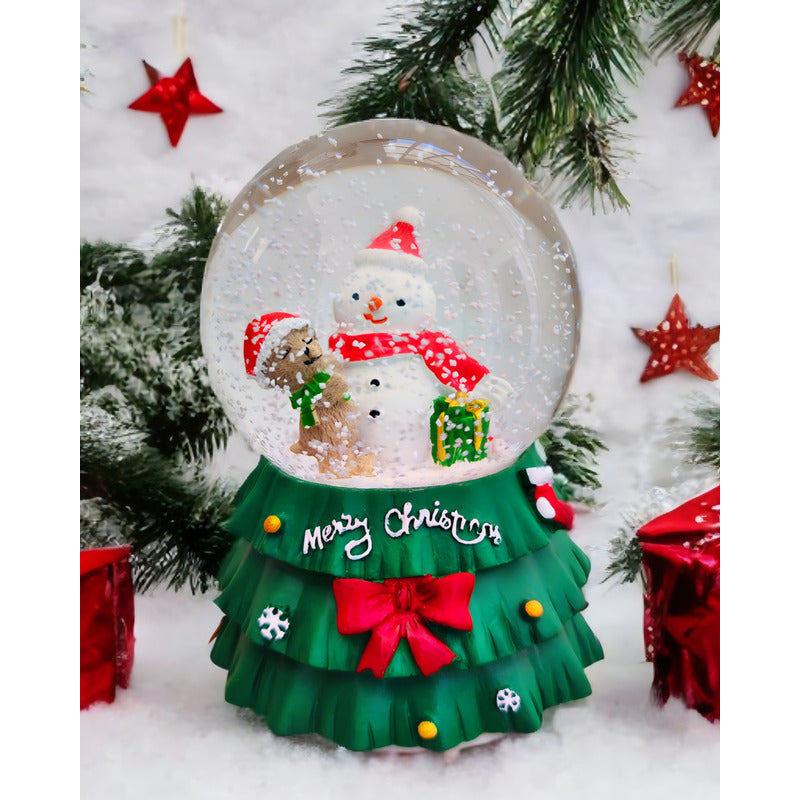 Bola De Nieve Esfera Cristal Navidad Luz Música Decora Chica