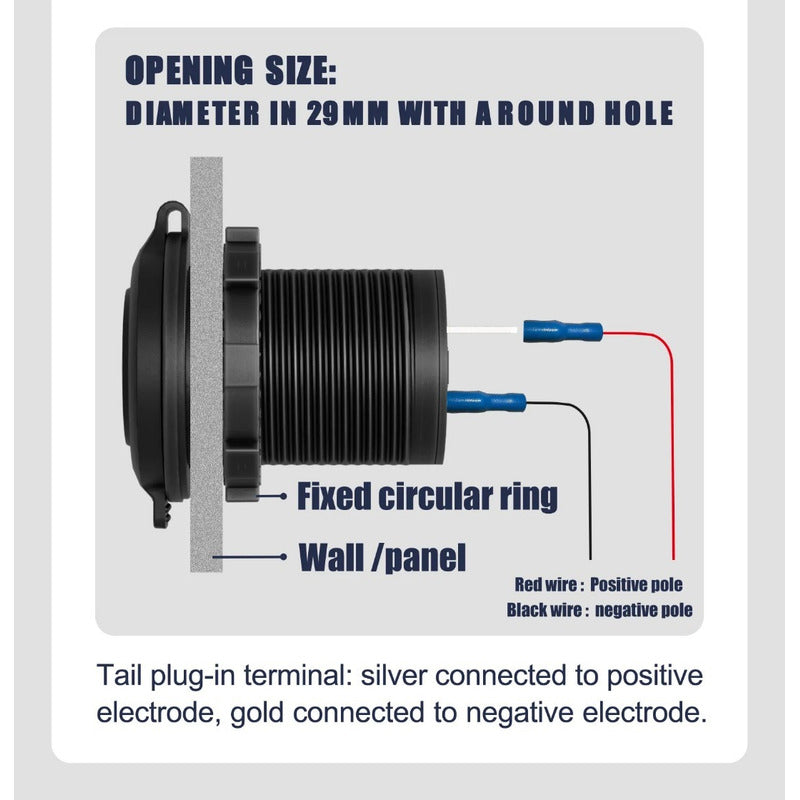 Cargador Doble Usb 18w Type C 30w Carga Rapida Luz 12-24v