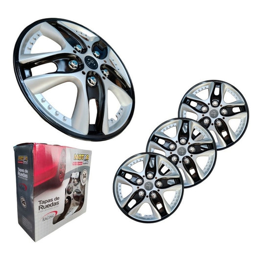 Set Tapa Rueda Aro 14 Serie Racing X4 Tapas /r&c