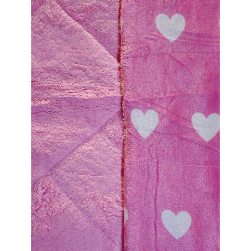 Plumón Cobertor Cubrecama Plush Chiporro Funda 2p Diseños Rosa Mod8 Corazon