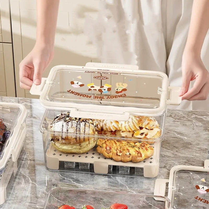 X5 Contenedor Hermético Cn Tapa Fruta Verdura Frescas Kawaii
