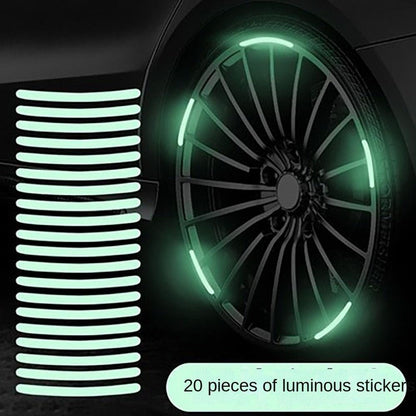Set Sticker Reflectante Para Llanta 20 Tiras Fluor Auto Moto