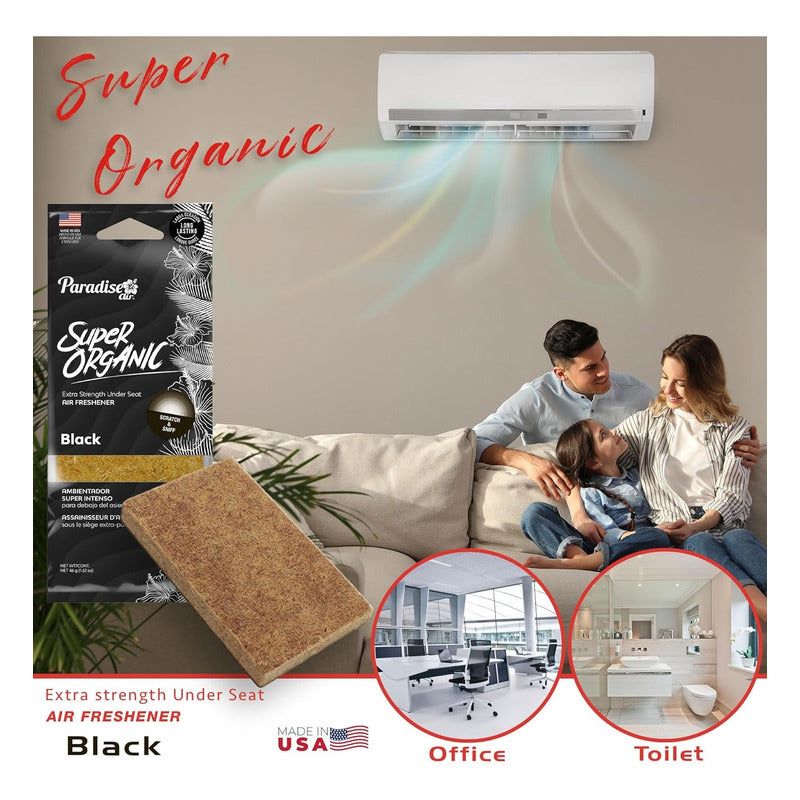 Ambientador Super Organic Aromatizante Paradise Air Auto Cas Marrón Black