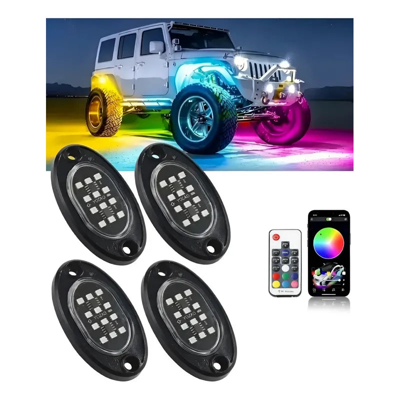 Kit Luz De Chasis Bluetooth 12led Rgb +control Tunning 12v