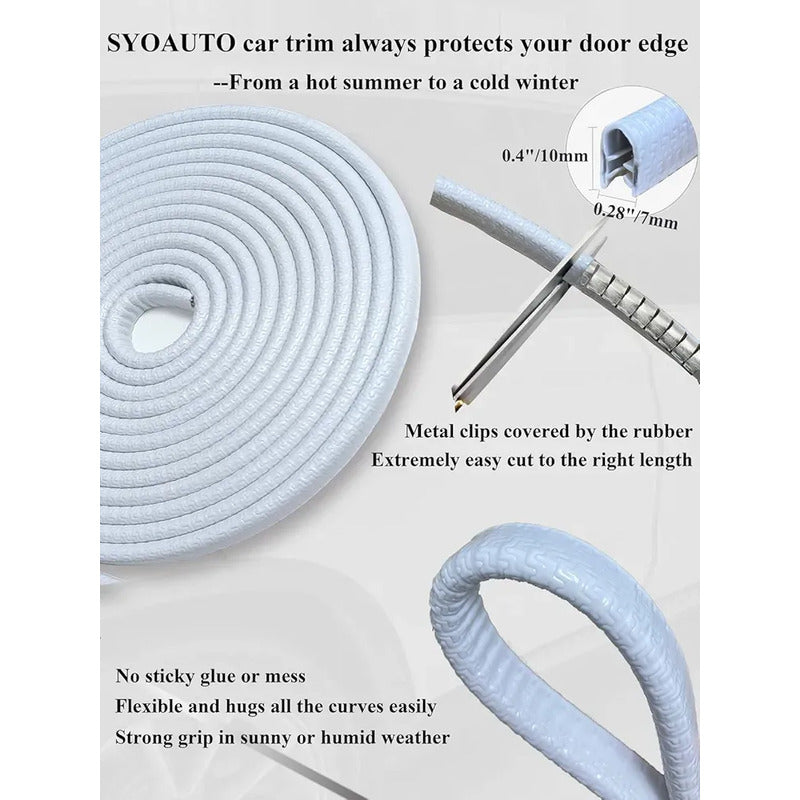 Moldura De Auto Sello Presión Protectora Puertas Capot 10mt Blanco 10mt