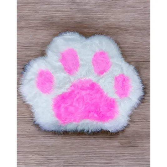 Alfombra Peluda Huella De Gato Kawaii Suave Piel Sintética 85 Cm 80 Cm Fucsia Blanco