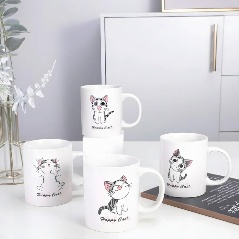 X4 Tazas De Gato Chi Mug Taza 380ml Taza Café Té Happy Cat