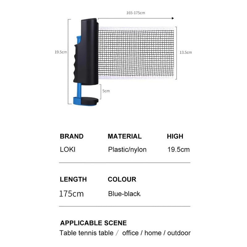 Malla De Tenis De Mesa Retractil Goat Red Ping Pong Portatil Color Negro Azul
