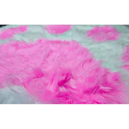Alfombra Peluda Huella De Gato Kawaii Suave Piel Sintética 85 Cm 80 Cm Fucsia Blanco