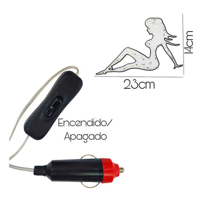 X2 Luz Led Silueta De Mujer Decoración Parabrisa 12v Auto