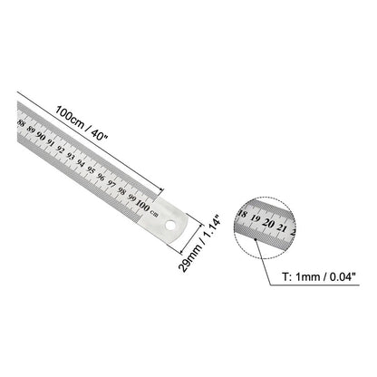 Regla Metálica Doble Cara 100cm 40 Pulgadas Acero Inoxidable
