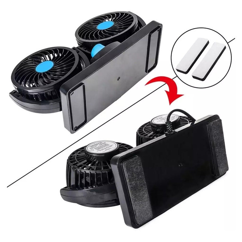 Ventilador Doble Automóvil 12v Accesorio Vehículo 360°/ R&c
