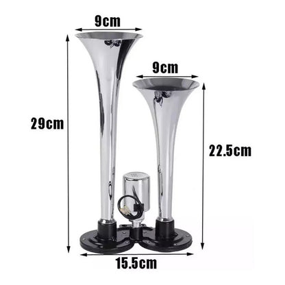 Bocina De Aire Electrica Doble Trompeta 12v-24v Auto Camión