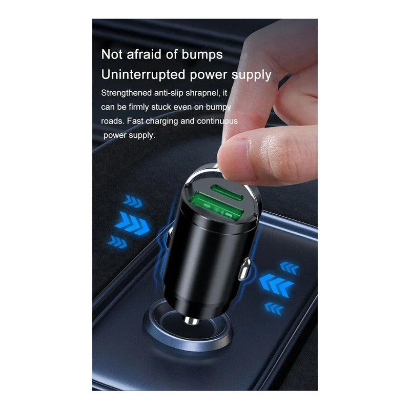 Cargador Auto Invisible Carga Rápida 100w Tipoc Y Usb 12-24v