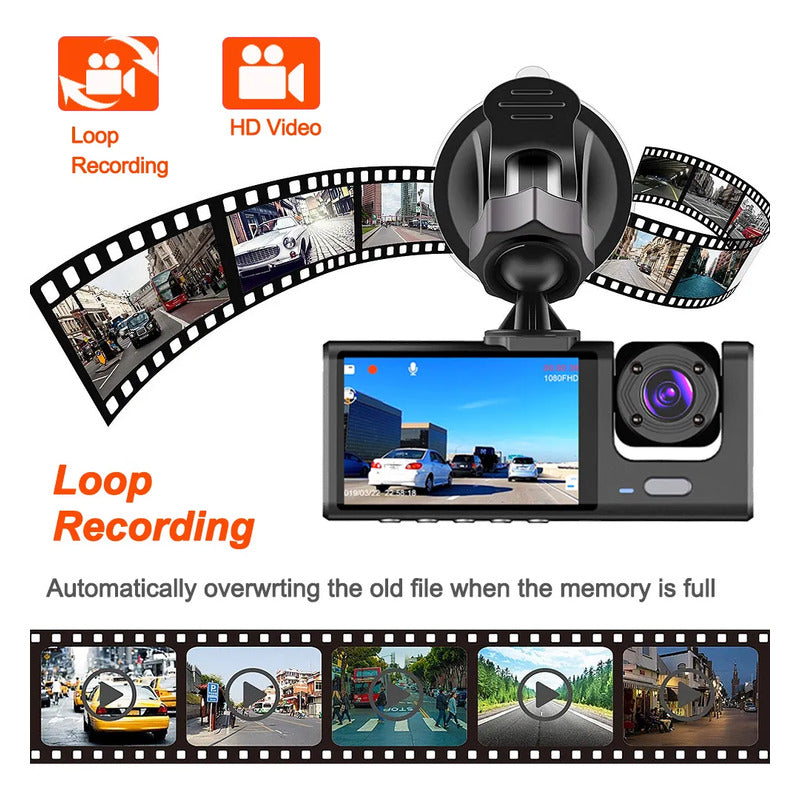 Dash Cam Doble Lente Para Auto Fhd 1080p + Cámara Retroceso