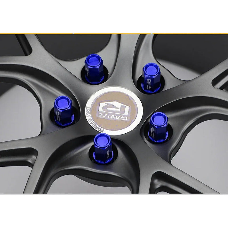 Set 20 Pernos De Llanta Doble Cabezal + Llave M14 Tunning Az 8044 Azul M14x1.5