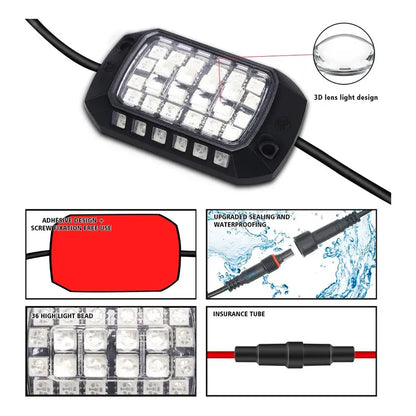 Kit Luz De Chasis 3d 36led Rgb Bluetooth Control 12v Tunning