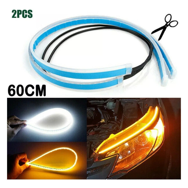 X2 Tira Led Flexible Para Foco Direccional Ámbar Blanca 60cm
