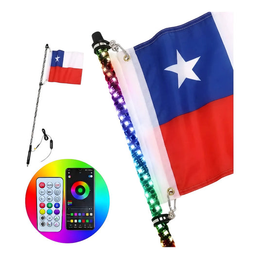 Antena Tipo Látigo Led 360 Rgb Bluetooth +control 12-24v 90c Multicolor 90cm 25266