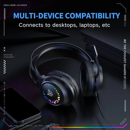 Audifono Gamer Onikuma X92 Conector 3,5mm Con Luz Sonido 3d Negro X92