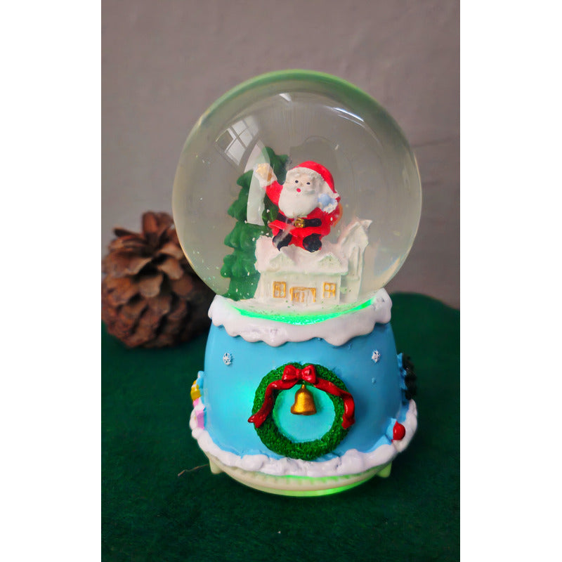 Bola De Nieve Esfera Cristal Navidad Luz Música Decora Chica