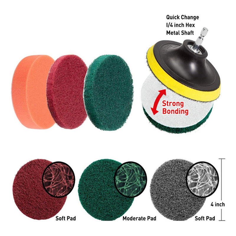 22pcs De Limpieza Cepillo Para Taladro + Esponja Lavado Auto