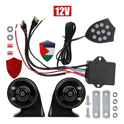 X2 Kit Bocina Caracol Control 10 Tonos 12v Auto Sonido Fuert