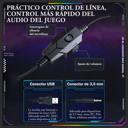 Audifono Gamer Profesional Onikuma X31 Microfono Hd Luz Rgb Negro X31