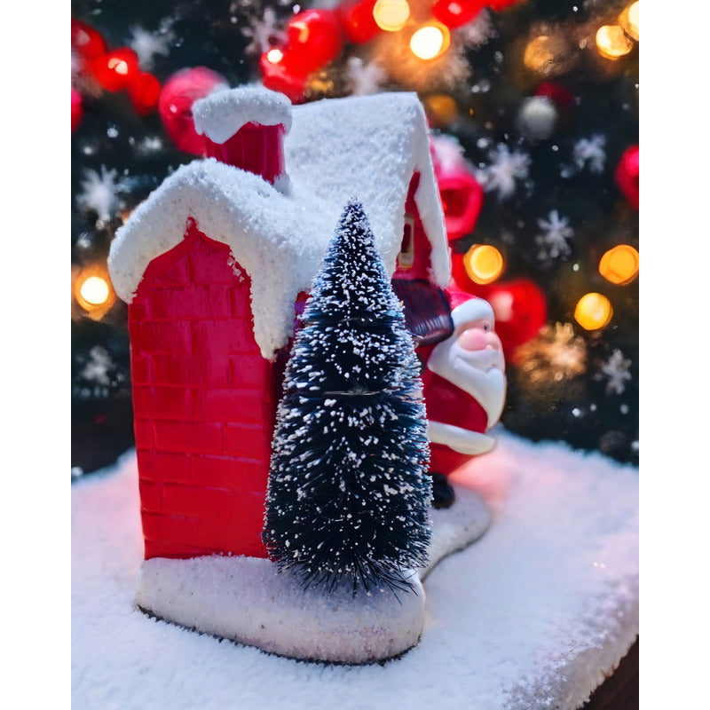 Villa De Navidad Mini Con Luz Casa Navideña Con Luz Y Árbol