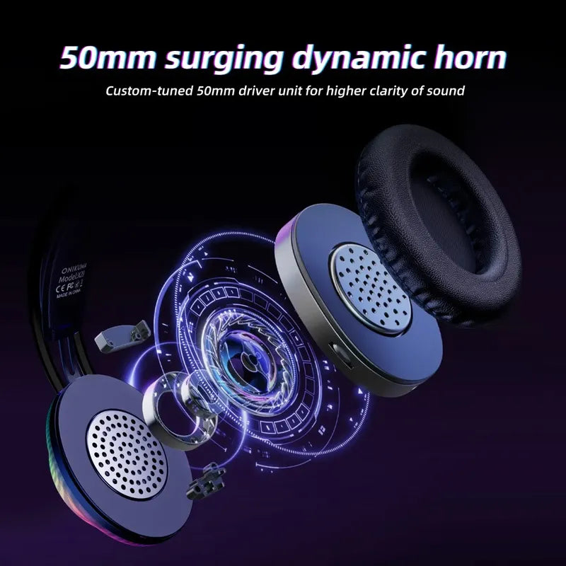 Audifono Gamer Onikuma X29 Conector 3,5mm Microfono Y Luz Negro X29