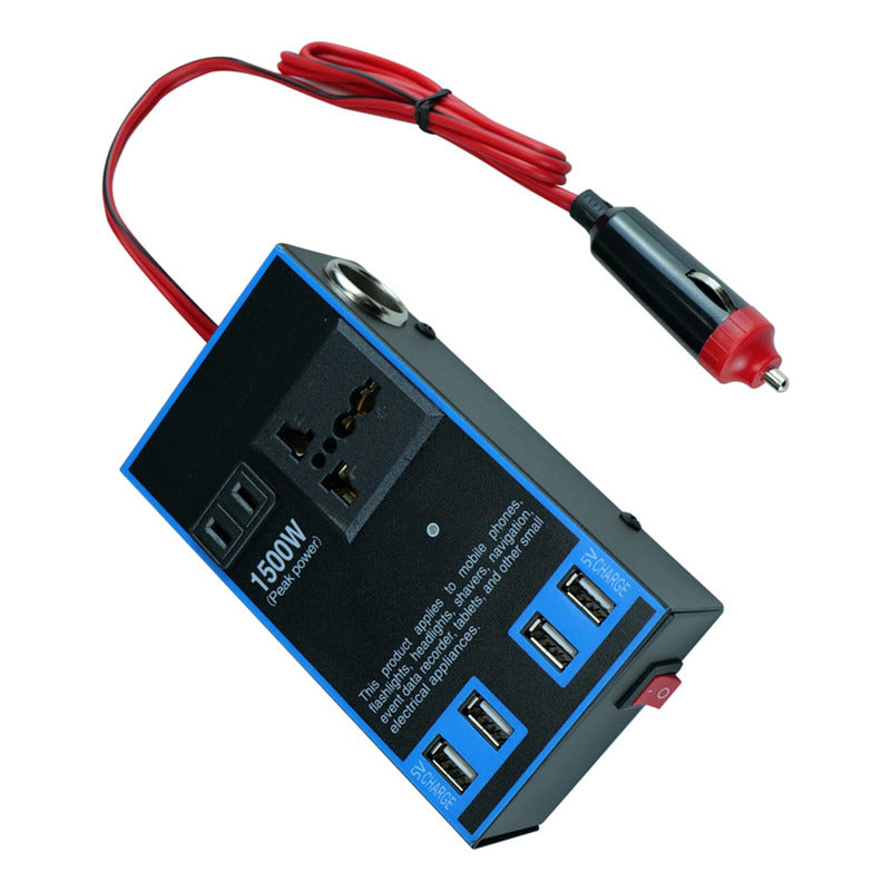 Adaptador Enchufe Inversor 12v A 220v 1500w 4usb 2cenicero