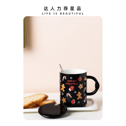 Taza De Navidad Con Tapa Y Cuchara Mug Navideño Decoración