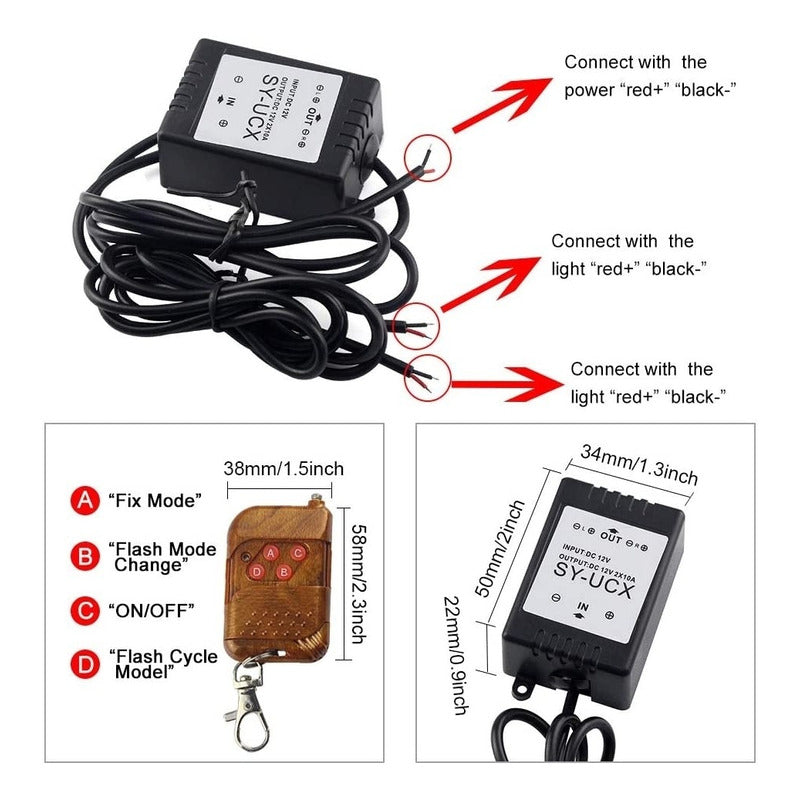 Control Remoto Para Luces Destellantes Neblineros 12v Raptor