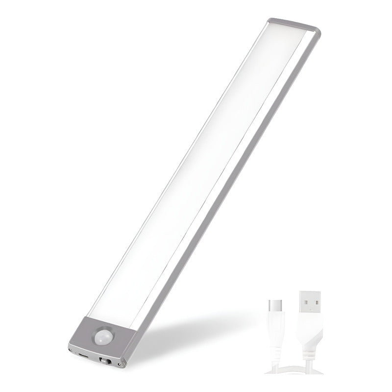 Luz Led Con Sensor Movimiento Recargable Closet Baño Cocina Estructura Gris
